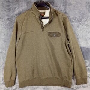 St Johns Bay Sweatshirt Mens Large Sherpa Lined Snap Mock Neck Pullover